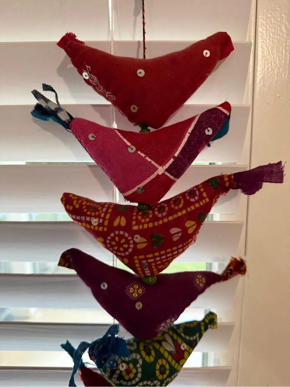 Handcrafted Hanging Bird Garland - Red Multicolor